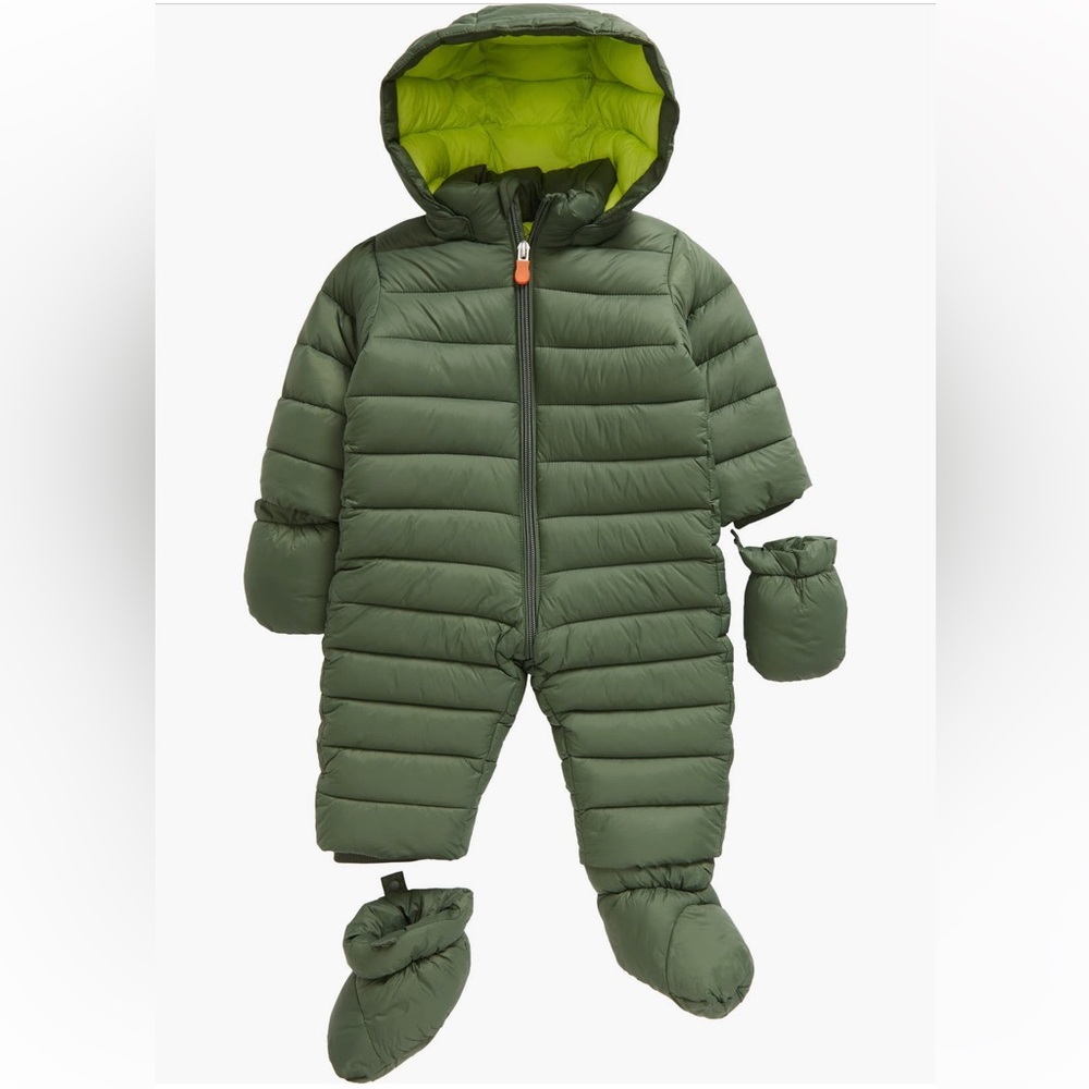 NWOT Save the Duck storm bunting 9-12m Thyme Green snow suit
